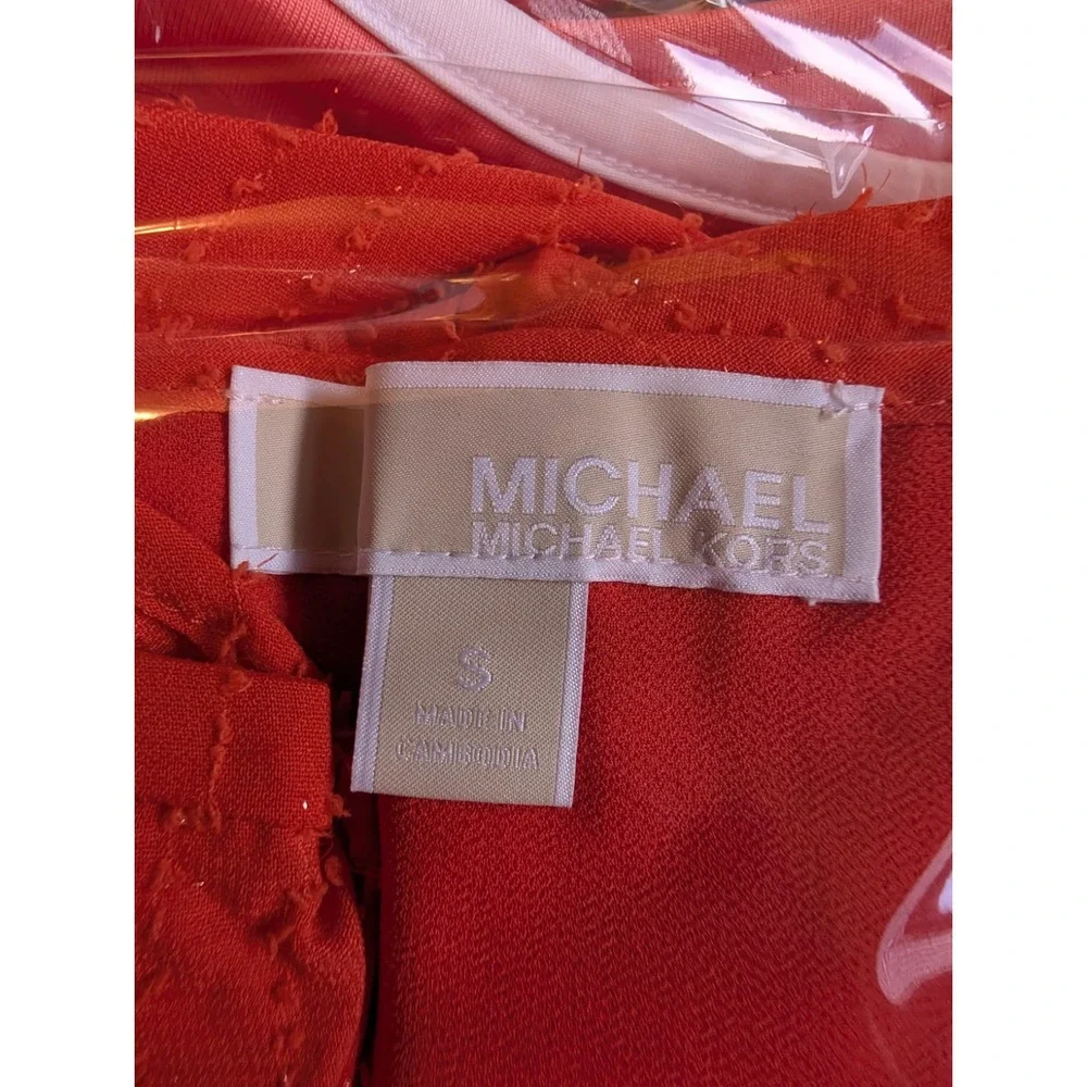 MICHAEL Michael Kors Faux Wrap Mini Dress Bright Deep‎ Orange Size Large